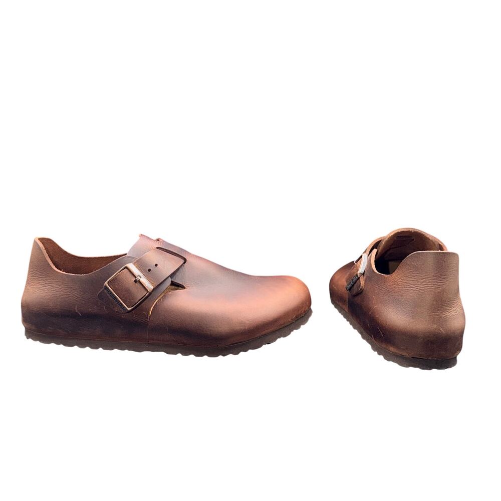 Birkenstock London EU 43 US Men 10-10.5 Women 12-12.5 Brown Leather Clogs